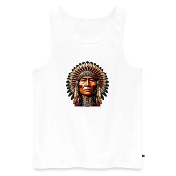Amérindien Peau rouge d’Amérique - Débardeur bio Premium Homme - blanc - Devant - AI Model Male 178 light (178cm)