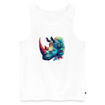 Rhinoceros - Men's Premium Organic Tank Top - white - Front - Michal (187cm)