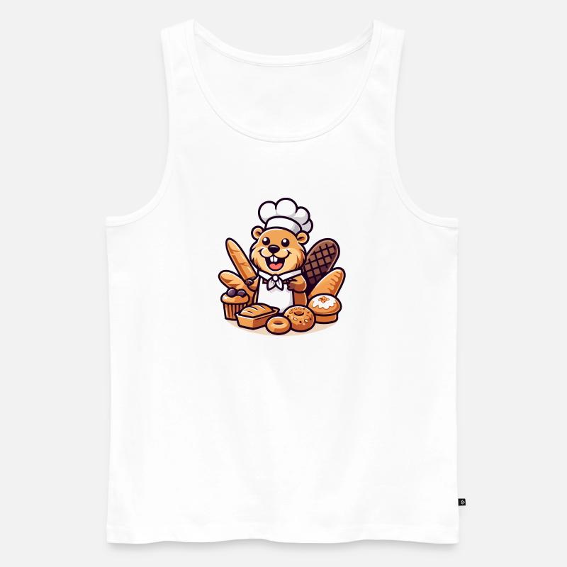 Baker Beaver: Der Konditorei-Profi - Männer Premium Bio Tank Top - Weiß
