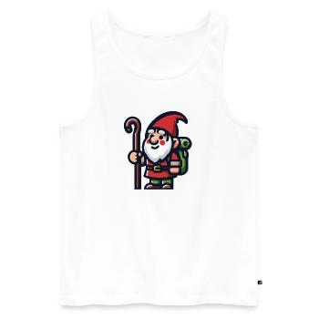 Wandernder Gnom: Der bahnbrechende Reisende - Männer Premium Bio Tank Top - Weiß - Vorne - AI Model Male 178 light (178cm)