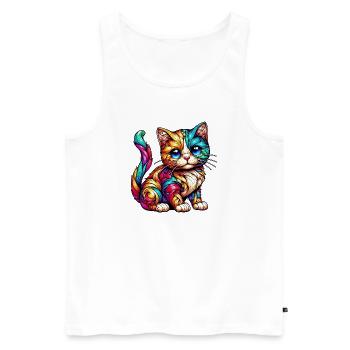 Cat - Men's Premium Organic Tank Top - white - Front - Michal (187cm)