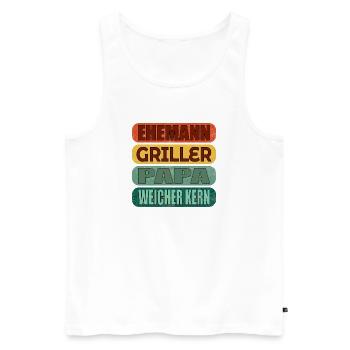 VATERTAG PAPA GRILLEN EHEMANN - Männer Premium Bio Tank Top - Weiß - Vorne - Michal (187cm)