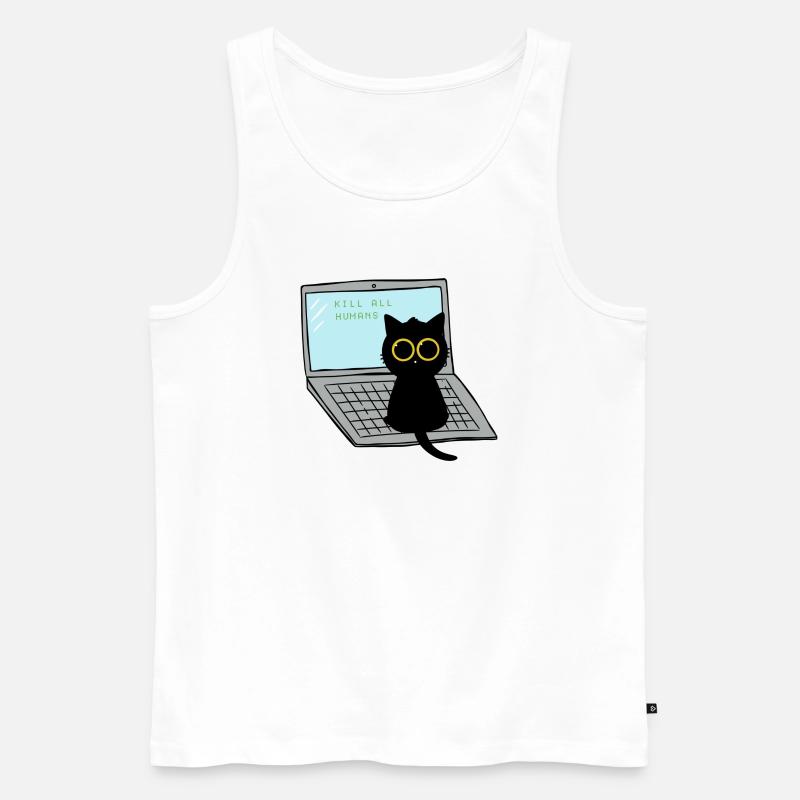 Kill All Humans Cat - Männer Premium Bio Tank Top - Weiß