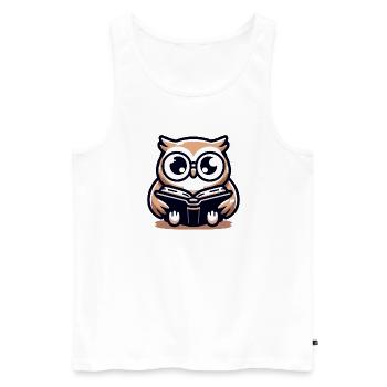 Wise Owl Reader Bookish Charm - Men's Premium Organic Tank Top - white - Front - AI Model Male 178 light (178cm)