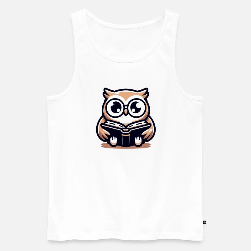 Weiser Eulenleser-Buch-Talisman - Männer Premium Bio Tank Top - Weiß
