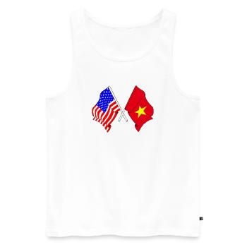 Drapeau des États-Unis et drapeau du Vietnam - Débardeur bio Premium Homme - blanc - Devant - AI Model Male 178 light (178cm)