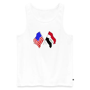 Drapeau des États-Unis et drapeau de l’Irak - Débardeur bio Premium Homme - blanc - Devant - Michal (187cm)