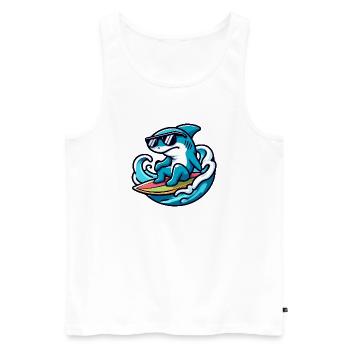 Shark Wave Rider: Die Surf-Sensation - Männer Premium Bio Tank Top - Weiß - Vorne - AI Model Male 178 light (178cm)