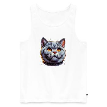 British Shorthair Cat - Men's Premium Organic Tank Top - white - Front - AI Model Male 178 light (178cm)