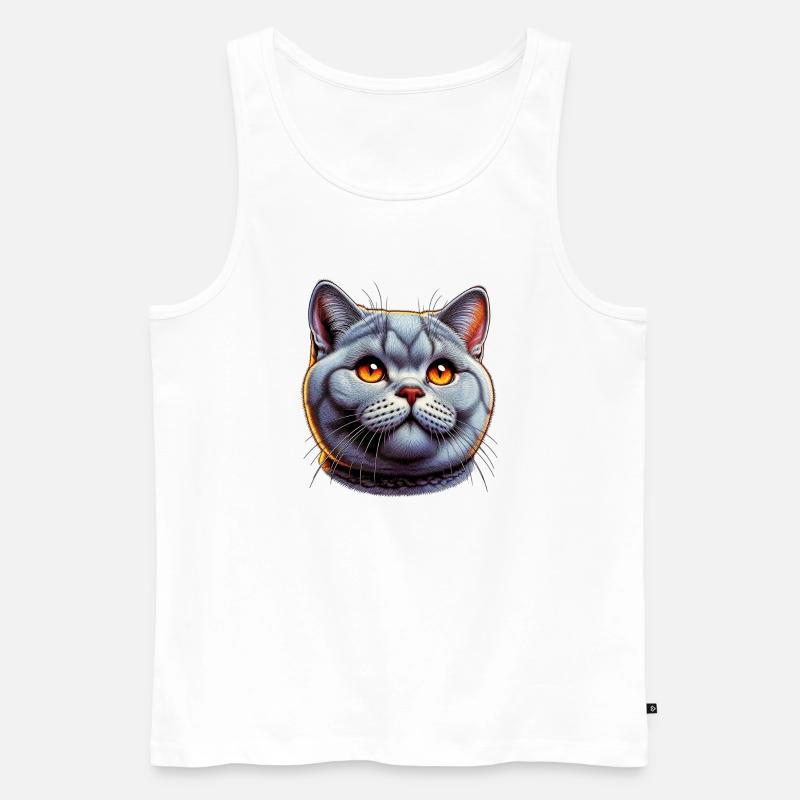 Britisch Kurzhaar Katze - Männer Premium Bio Tank Top - Weiß