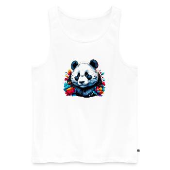 Panda - Männer Premium Bio Tank Top - Weiß - Vorne - Michal (187cm)