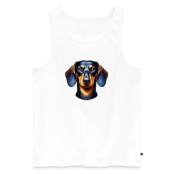 Dachshund - Männer Premium Bio Tank Top - Weiß - Vorne - AI Model Male 178 light (178cm)