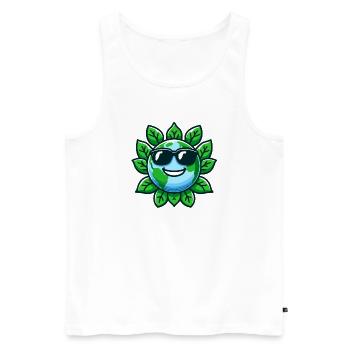 Cool Planet : la Terre respectueuse de l’environnement - Débardeur bio Premium Homme - blanc - Devant - AI Model Male 178 light (178cm)