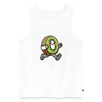 Kiwi Kicker: The Swift Slice - Men's Premium Organic Tank Top - white - Front - AI Model Male 178 light (178cm)