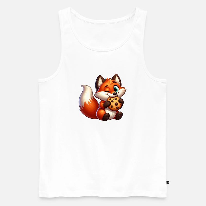 Süßer Rotfuchs mit Keks - Männer Premium Bio Tank Top - Weiß