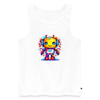 A Cute Robot - Men's Premium Organic Tank Top - white - Front - AI Model Male 178 light (178cm)