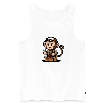 Handy Monkey Mechanic - Men's Premium Organic Tank Top - white - Front - AI Model Male 178 light (178cm)