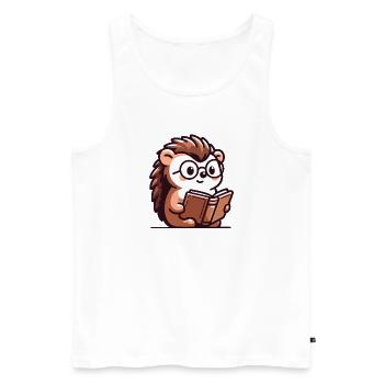 Bookish Hedgehog: The Tiny Scholar - Men's Premium Organic Tank Top - white - Front - AI Model Male 178 light (178cm)