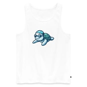 Learned Loggerhead: The Oceanic Scholar - Men's Premium Organic Tank Top - white - Front - AI Model Male 178 light (178cm)
