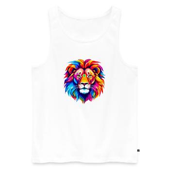Colorful Lion - Men's Premium Organic Tank Top - white - Front - AI Model Male 178 light (178cm)