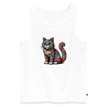 Chat - Débardeur bio Premium Homme - blanc - Devant - Michal (187cm)
