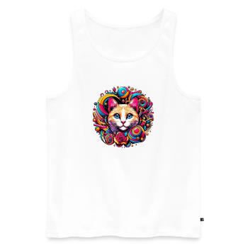 Chat - Débardeur bio Premium Homme - blanc - Devant - Michal (187cm)