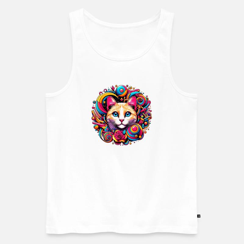 Katze - Männer Premium Bio Tank Top - Weiß
