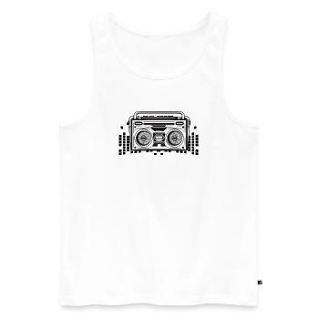 Cassette recorder in 80s stencil look - Men's Premium Organic Tank Top - white - Front - AI Model Male 178 light (178cm)