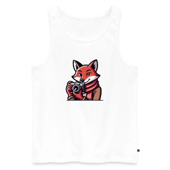 Shutter Fox: The Snapshot Adventurer - Men's Premium Organic Tank Top - white - Front - AI Model Male 178 light (178cm)