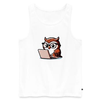 Wise Web Owl: The Knowledge Navigator - Men's Premium Organic Tank Top - white - Front - AI Model Male 178 light (178cm)