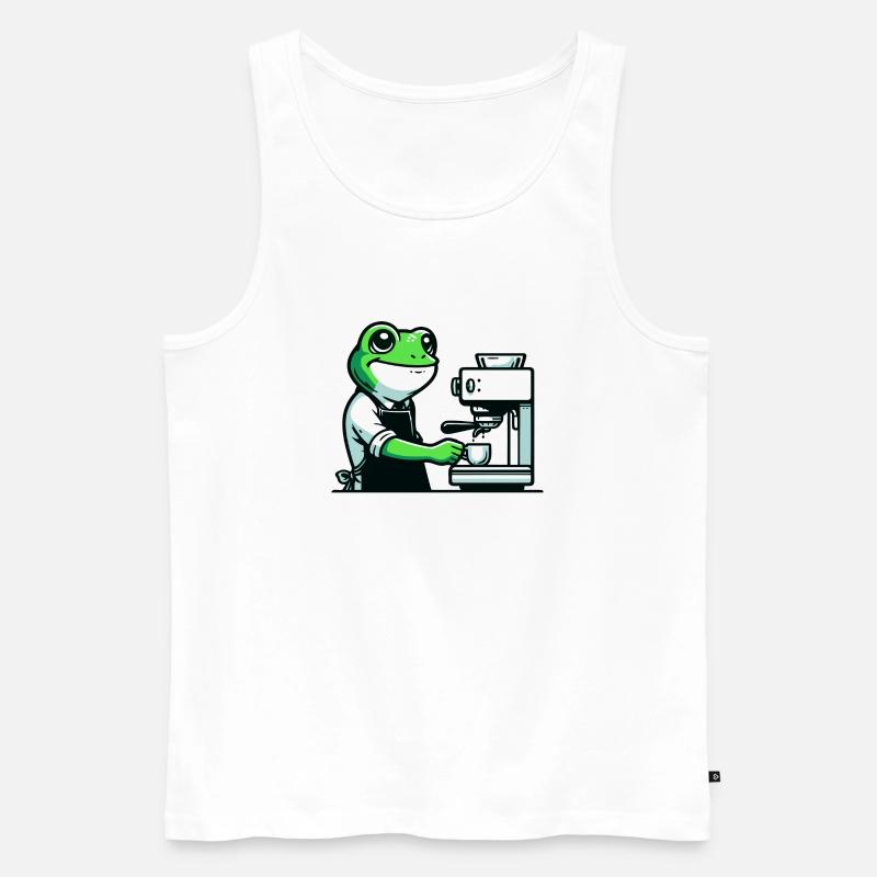 Coffee Brewin' Frog: Der Espresso-Experte - Männer Premium Bio Tank Top - Weiß