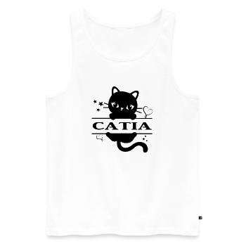 t-shirt Catia t-shirt chat Katze chat chat chat - Débardeur bio Premium Homme - blanc - Devant - Michal (187cm)