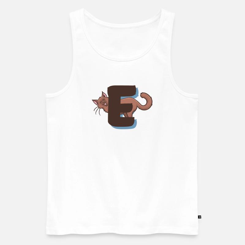 Katze Buchstabe E - Männer Premium Bio Tank Top - Weiß