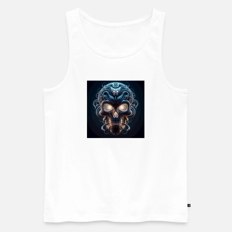 Schädel verschmolzen mit Snake 3D - Männer Premium Bio Tank Top - Weiß