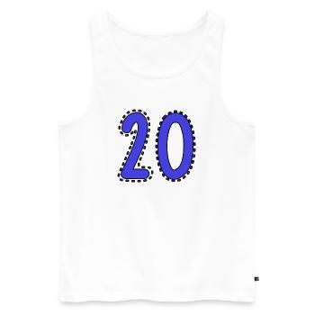 20. 20 YEARS. 20th ANNIVERSARY. 20 YEARS ANNIVERSARY. - Men's Premium Organic Tank Top - white - Front - Michal (187cm)