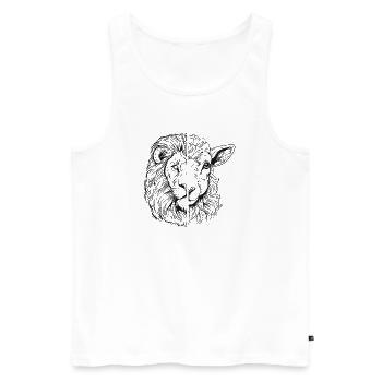 Lion and Lamb - Men's Premium Organic Tank Top - white - Front - AI Model Male 178 light (178cm)