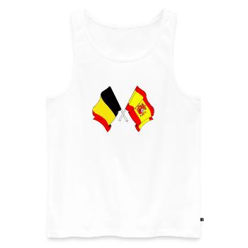 Flag Belgium, flag Spain - Men's Premium Organic Tank Top - white - Front - Michal (187cm)