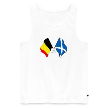 Flag of Belgium, flag of Scotland - Men's Premium Organic Tank Top - white - Front - AI Model Male 178 light (178cm)