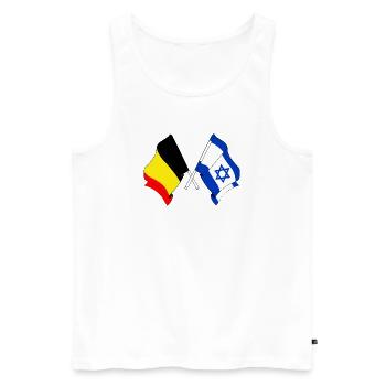 Drapeau Belgique, drapeau Israël - Débardeur bio Premium Homme - blanc - Devant - AI Model Male 178 light (178cm)