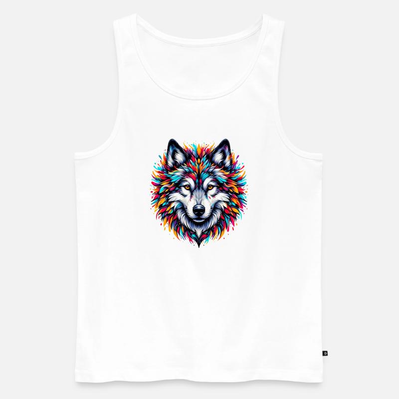 Wolf - Männer Premium Bio Tank Top - Weiß