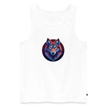 Loup géométrique multicolore - Débardeur bio Premium Homme - blanc - Devant - Michal (187cm)