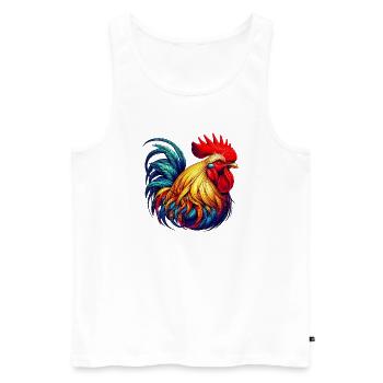Hahn Henne - Männer Premium Bio Tank Top - Weiß - Vorne - AI Model Male 178 light (178cm)