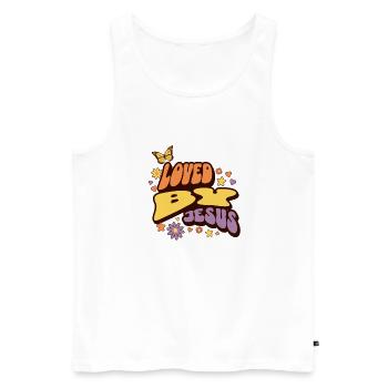 Liebe zu Jesus mit Blumen und Schmetterling - Männer Premium Bio Tank Top - Weiß - Vorne - AI Model Male 178 light (178cm)
