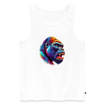 Gorille - Débardeur bio Premium Homme - blanc - Devant - AI Model Male 178 light (178cm)