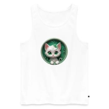 Katzenmädchen im Grünkreis - Männer Premium Bio Tank Top - Weiß - Vorne - Michal (187cm)