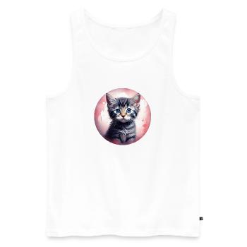 Kätzchen im Pinken Aquarell - Männer Premium Bio Tank Top - Weiß - Vorne - Michal (187cm)