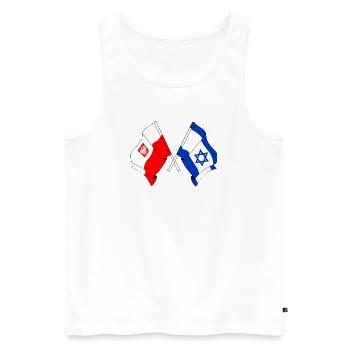 Drapeau de la Pologne, drapeau d’Israël - Débardeur bio Premium Homme - blanc - Devant - AI Model Male 178 light (178cm)
