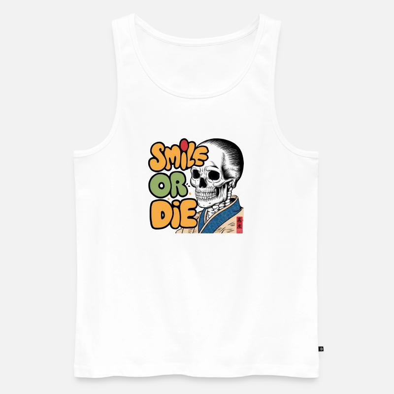 Skelettor mit optimistischer Botschaft - Männer Premium Bio Tank Top - Weiß