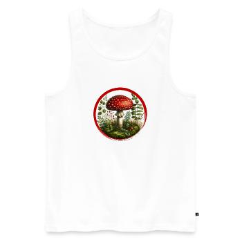 Detailed red toadstool on forest floor - Men's Premium Organic Tank Top - white - Front - Michal (187cm)