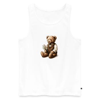 Teddy vintage avec des fleurs : une touche de nostalgie - Débardeur bio Premium Homme - blanc - Devant - Michal (187cm)